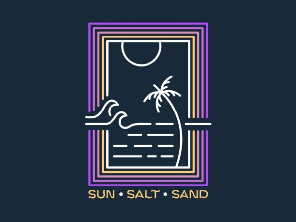 Sun salt sand 3 t shirt template vector