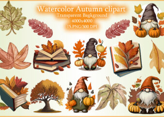 Watercolor Autumn clipart t shirt design for sale