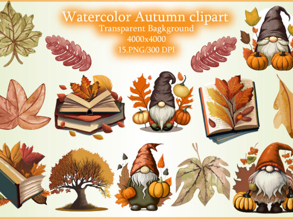 Watercolor autumn clipart t shirt design for sale