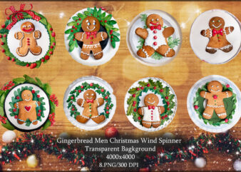 Gingerbread Men Christmas Wind Spinner t shirt design template