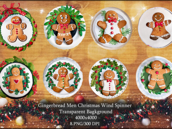 Gingerbread men christmas wind spinner t shirt design template
