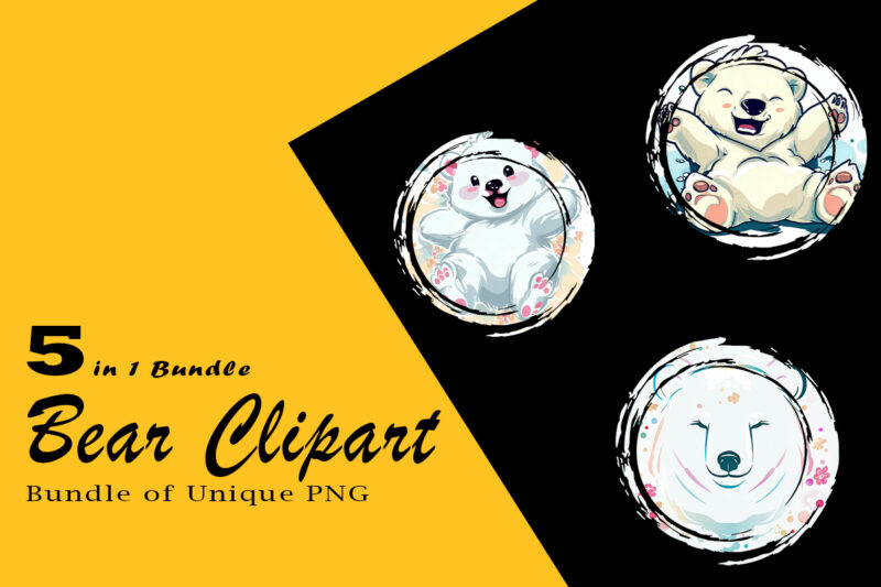 Baby Bear Clipart Illustration Bundle for Print on Demand websites