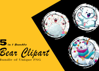 Baby Bear Clipart Illustration Bundle tailored for Print on Demand websites