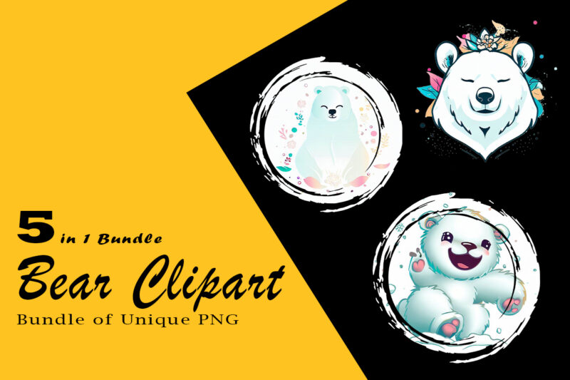 Baby Bear Clipart Illustration Bundle tailored for Print on Demand websites