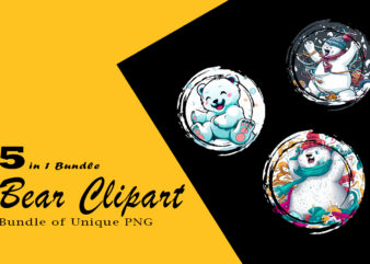 Baby Bear Clipart Illustration Bundle for Print on Demand websites