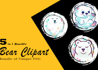 Baby Bear Clipart Illustration Bundle for Print on Demand websites