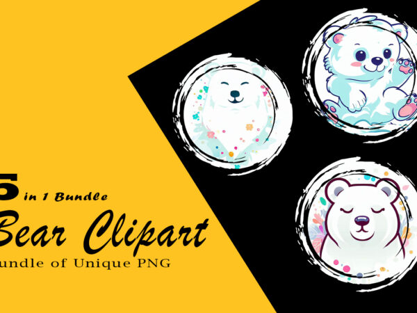Baby bear clipart illustration bundle for print on demand websites t shirt template