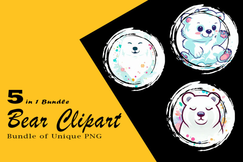 Baby Bear Clipart Illustration Bundle for Print on Demand websites