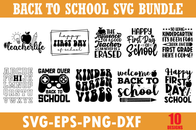 Back To School SVG Bundle, Svg Png, MEGA School svg Bundle, Teacher svg, School svg, Kids, Grades Svg, school bus Cut file Cricut Silhouette, retro, school illustration, kindergarten saying, vector,