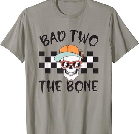 Bad to the bone retro skull halloween toddler kids t-shirt png file