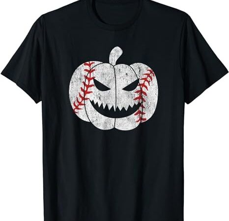 Baseball player scary pumpkin vintage costume halloween t-shirt png file