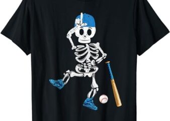 Baseball Skeleton Halloween Vintage Baseball Playing T-Shirt PNG File
