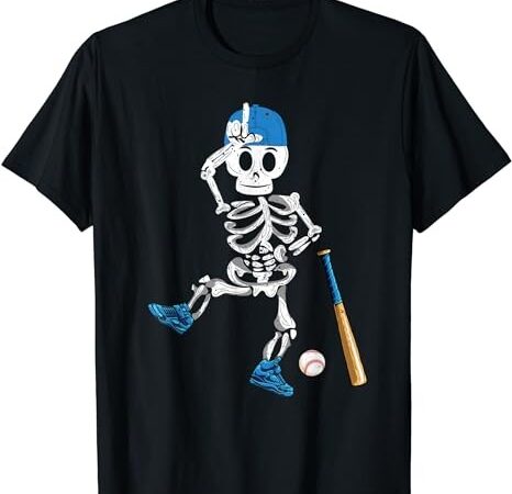 Baseball skeleton halloween vintage baseball playing t-shirt png file