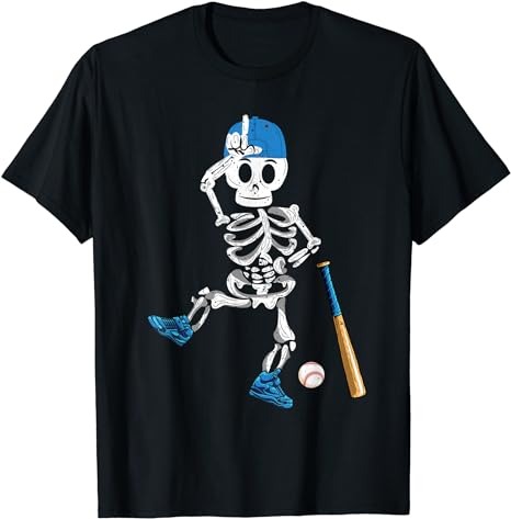 Baseball Skeleton Halloween Vintage Baseball Playing T-Shirt PNG File