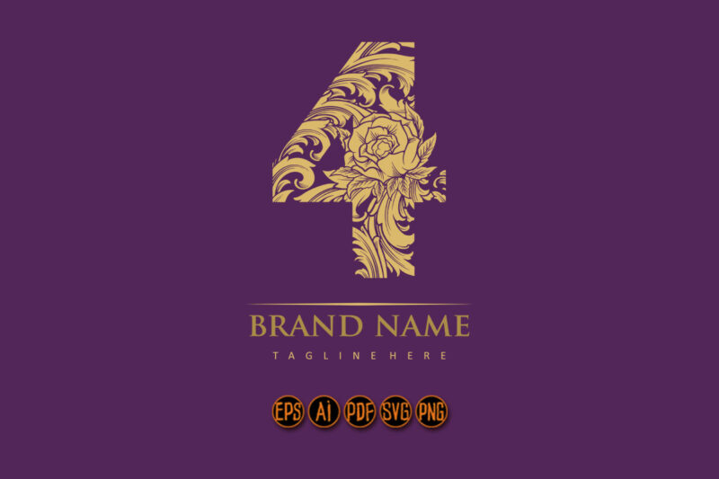 Timeless charm vintage number 4 monogram logo