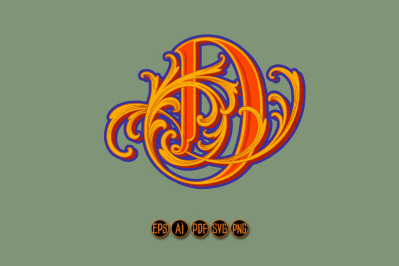 Elegant emblem luxury D monogram logo lettering
