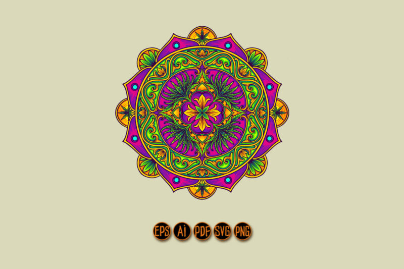 Intricate weed lotus mandala flourish ornamental beauty