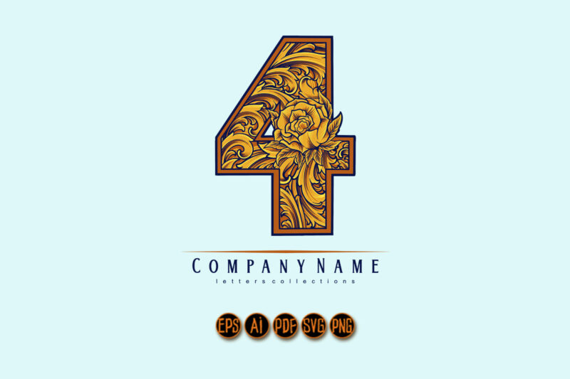 Numerical elegance vintage 4 monogram logo