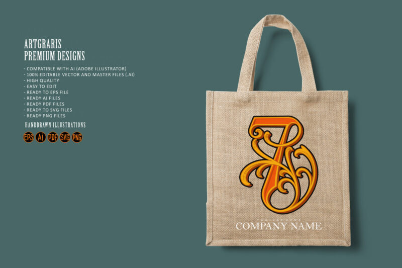Vintage elegance number 7 monogram logo