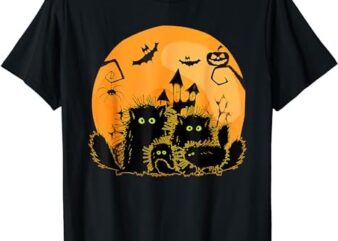 Black Cat Pumpkin Moon Halloween Costume Cat Lover Men Women T-Shirt PNG File