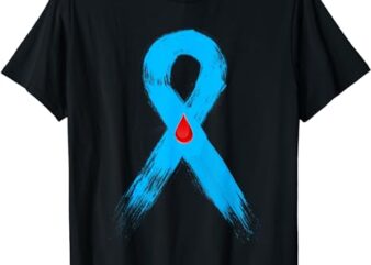 Blue Ribbon Blood Drop Diabetes Awareness Month T-Shirt