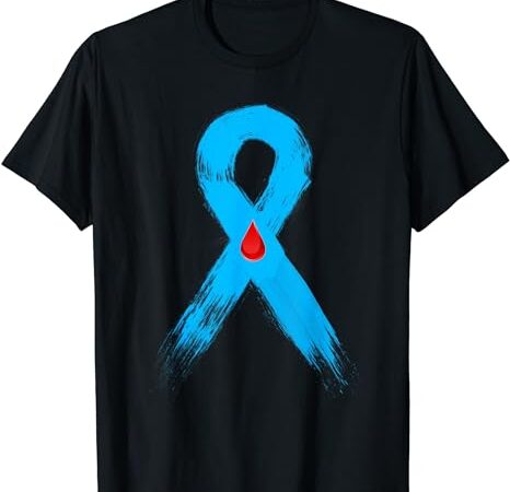 Blue ribbon blood drop diabetes awareness month t-shirt