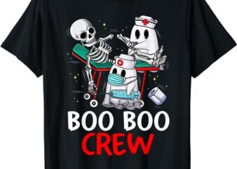 Boo Boo Crew Nurse Ghost & Skeleton Funny Halloween Costume T-Shirt PNG File