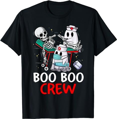 Boo Boo Crew Nurse Ghost & Skeleton Funny Halloween Costume T-Shirt PNG File