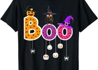 Boo Creepy Owl Pumpkin Ghost Halloween Men Women Kids Girls T-Shirt PNG File