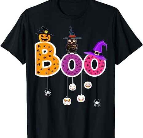 Boo creepy owl pumpkin ghost halloween men women kids girls t-shirt png file