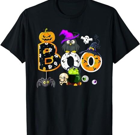 Boo creepy owl pumpkin ghost halloween men women kids t-shirt png file