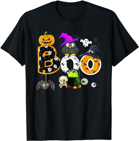 Boo Creepy Owl Pumpkin Ghost Halloween Men Women Kids T-Shirt PNG File