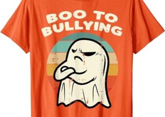 Boo To Bullying Retro Orange Unity Day Halloween Ghost Kids T-Shirt PNG File