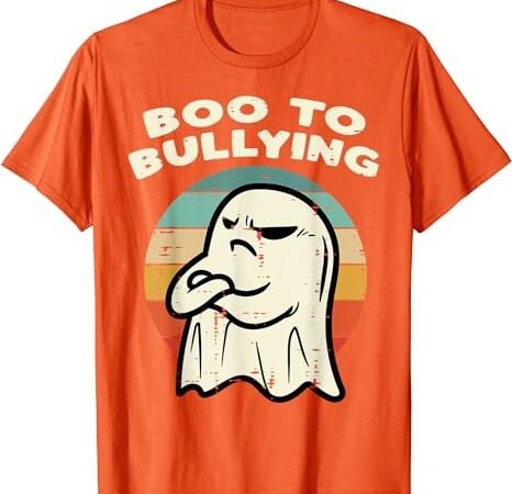 Boo to bullying retro orange unity day halloween ghost kids t-shirt png file