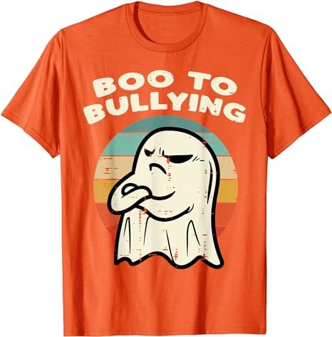 Boo To Bullying Retro Orange Unity Day Halloween Ghost Kids T-Shirt PNG File