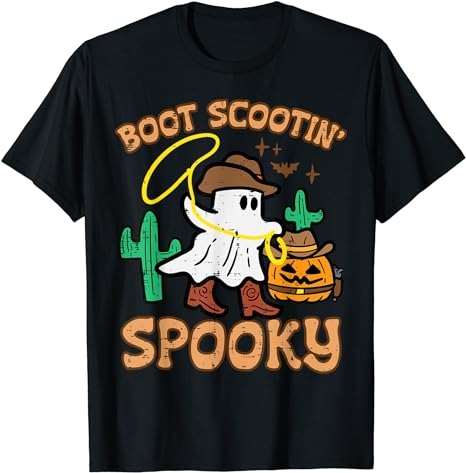 Boot Scootin’ Spooky Ghost Cowboy Funny Halloween Men Women T-Shirt PNG File