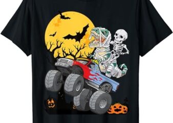 Boys Halloween Monster Truck Pumpkin Mummy Dinosaur T rex T-Shirt PNG File