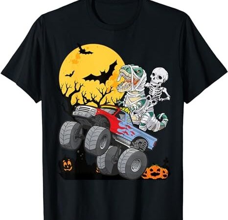 Boys halloween monster truck pumpkin mummy dinosaur t rex t-shirt png file