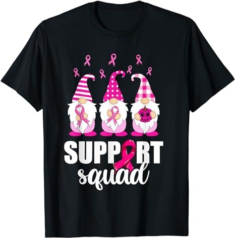 Breast Cancer Awareness Shirt For Women Gnomes Support Squad T-Shirt PNG File