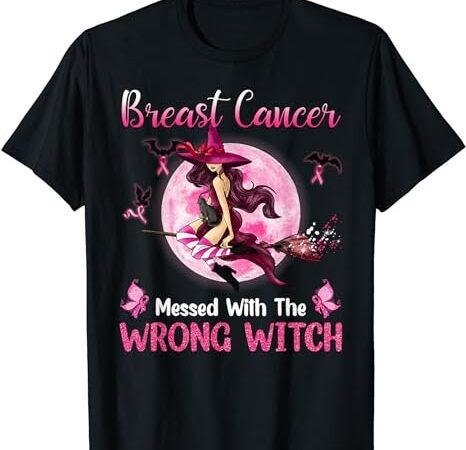 Breast cancer messed with the wrong pink witch hat halloween t-shirt png file