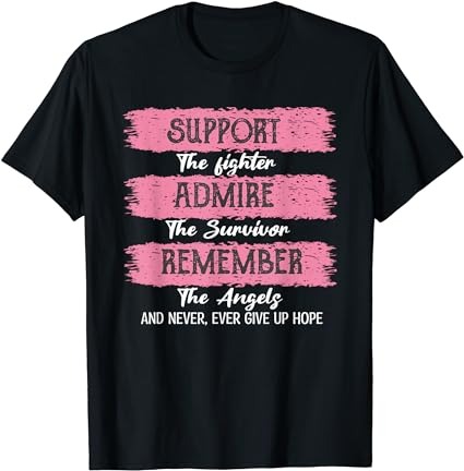 Breast cancer support admire honor breast cancer awareness t-shirt 1 png fil