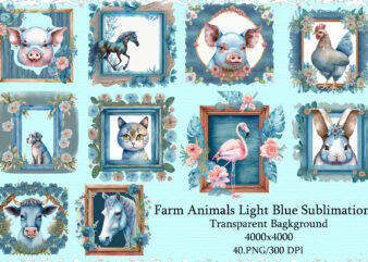 Farm Animals Light Blue Sublimation