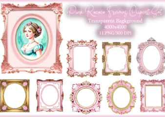 Pink Rococo Frames Sublimation Clipart t shirt illustration
