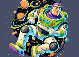 Buzz Lightyear floating in space, t-shirt design PNG File