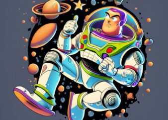 Buzz Lightyear floating in space, t-shirt design PNG File