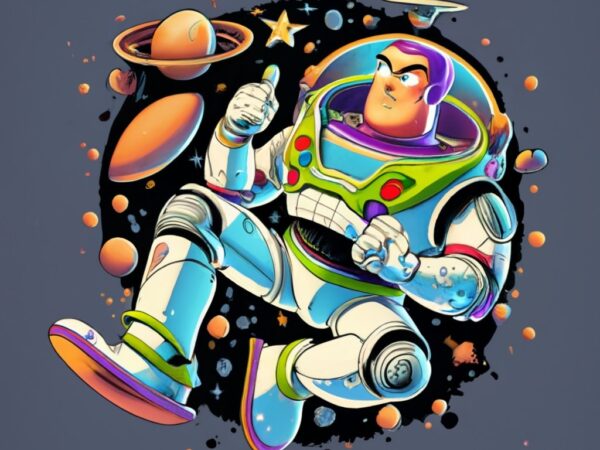 Buzz lightyear floating in space, t-shirt design png file