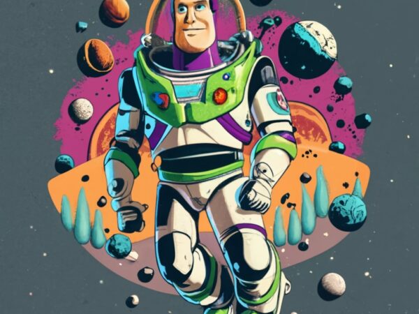 Buzz lightyear floating in space, t-shirt design png file