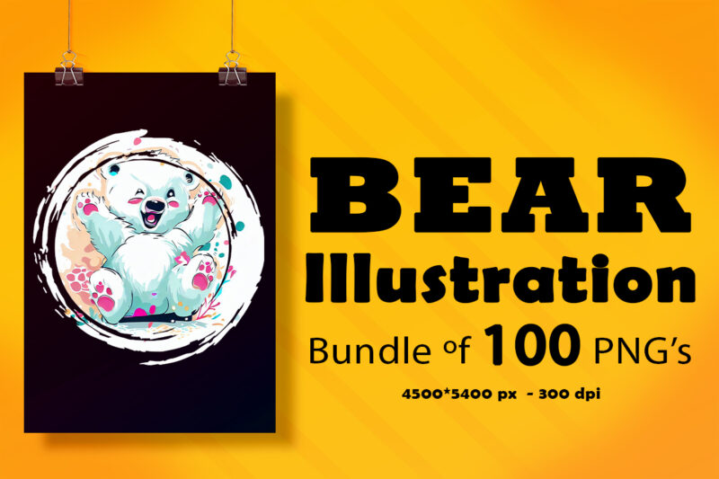 Cute Baby Bear Illustration for POD Clipart Design is Also perfect for any project: Art prints, t-shirts, logo, packaging, stationery, merchandise, website, book cover, invitations, and more