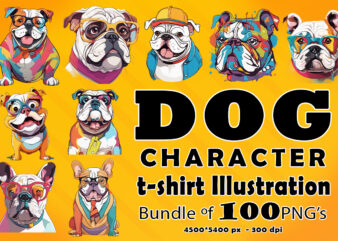 Cartoon Dog Character Clipart Illustration Bundle t shirt vector file