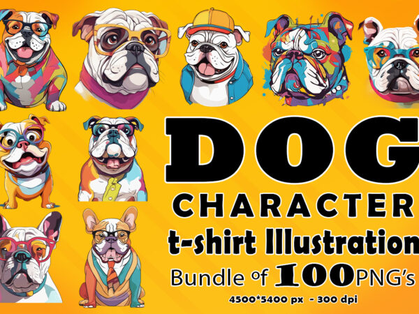 Cartoon dog character clipart illustration bundle t shirt vector file